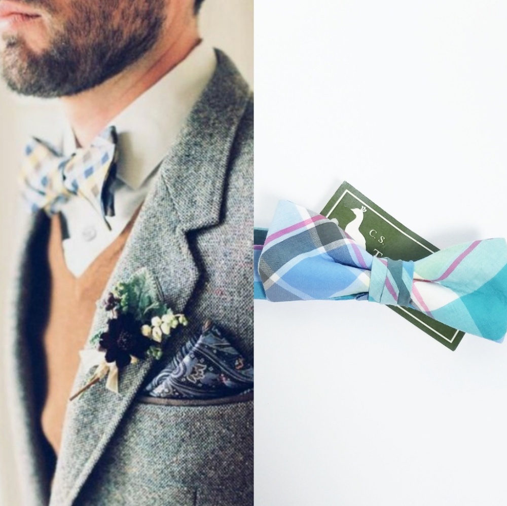 Mens classic bow tie blue plaid it.